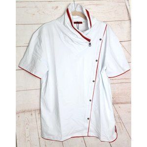 Vassari Los Angeles XL White Red Zipper Collar Button Design Designer Men Short
